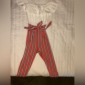 Pink and White Romper